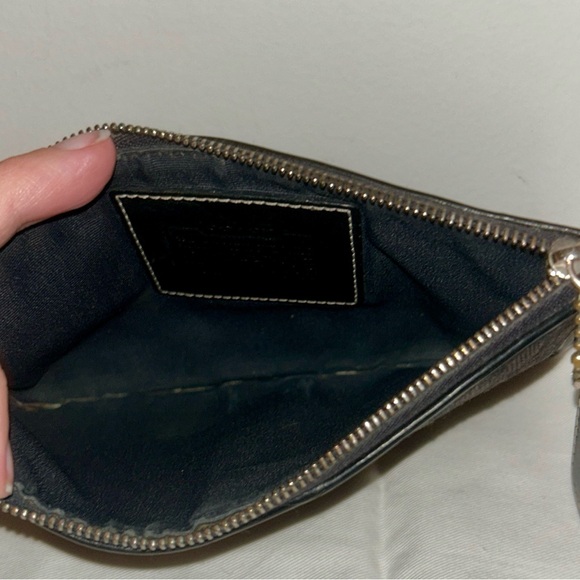 Coach Slim Black Signature Canvas & Leather Envelope Zipper Pouch/Clutch - Picture 3 of 9
